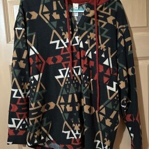 Geometric Pattern Hooded Cardigan